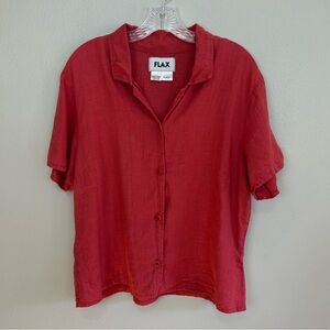 FLAX Linen Short Sleeve Button Down Shirt